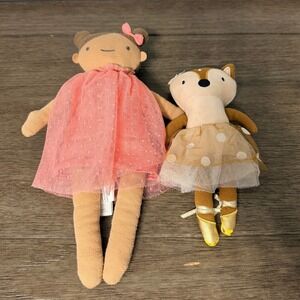 Cloud Island Ballerina Doll Set Girl and Fawn Deer Plush Stuffed Animal Set